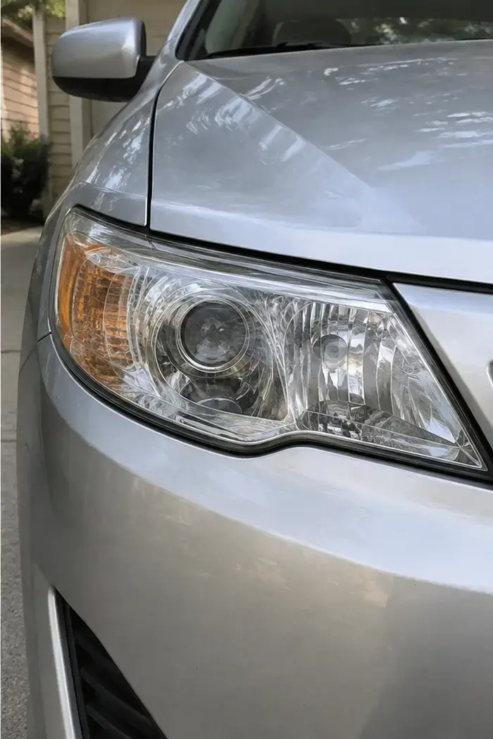 Clear headlight after restoration