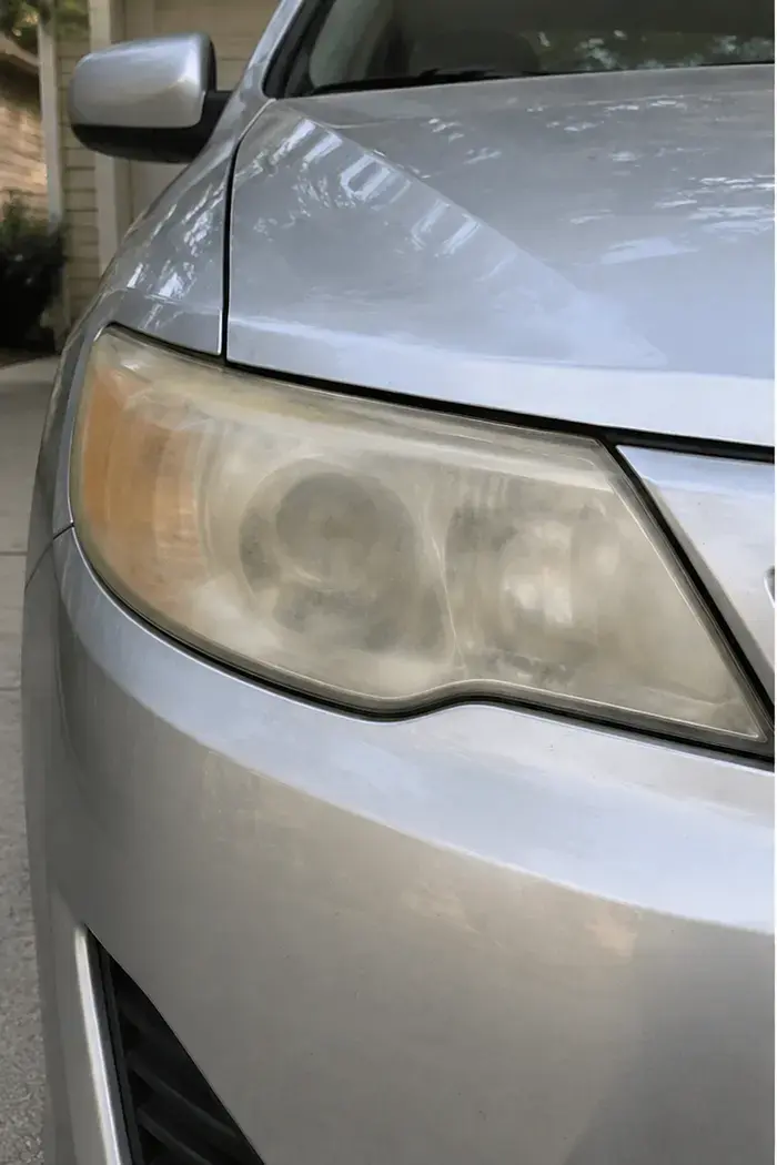 Cloudy headlight before restoration